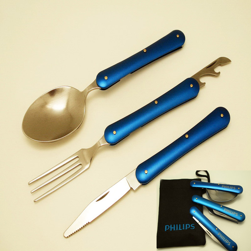 Folding stainless steel multi-purpose tableware Knife/Fork/Spoon