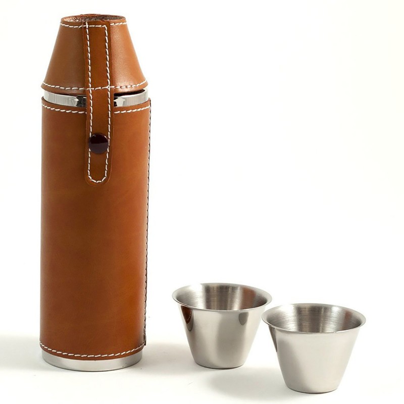 8OZ Stainless Steel  Cylinder Flask with 2 cups