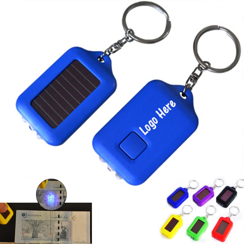 Mini solar power flash light keychain