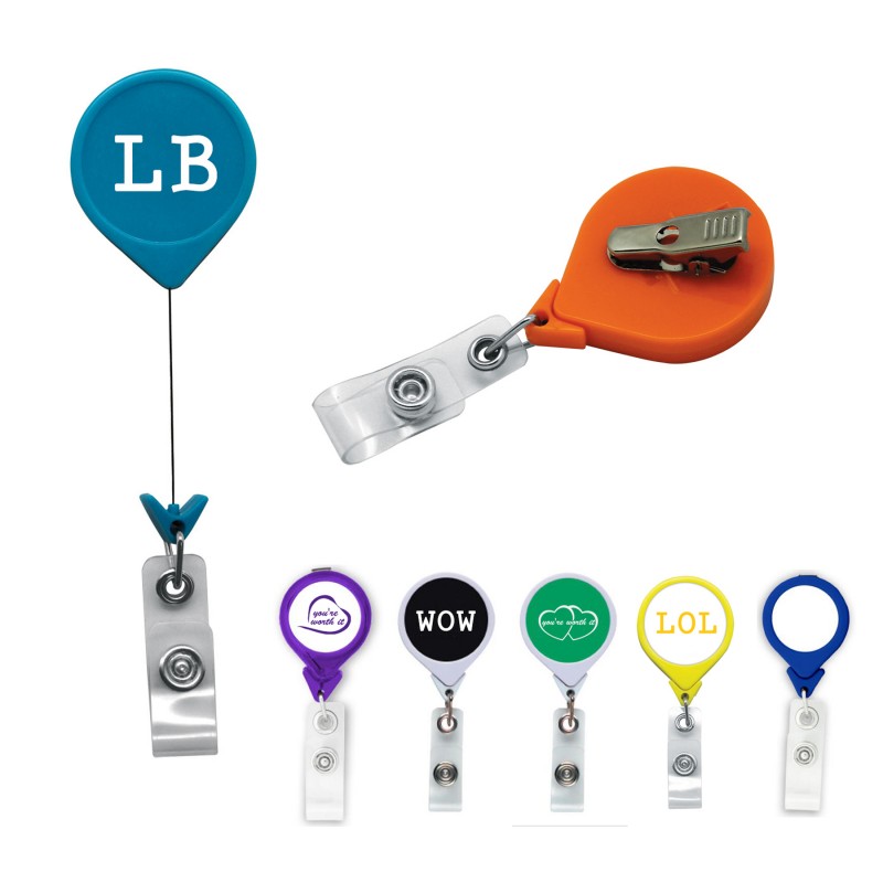 Retractable Badge Reel w/ Metal Slip Clip Back (Blank)