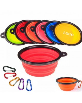 Pet Silicone Folding Bowl With Carabiner Hook Pet Silicone Folding Bowl With Carabiner Hook