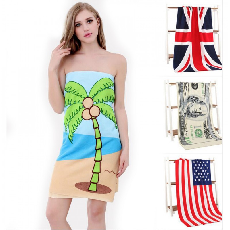 27"x 55" Full Color Imprint Terry Velour Beach Toewl