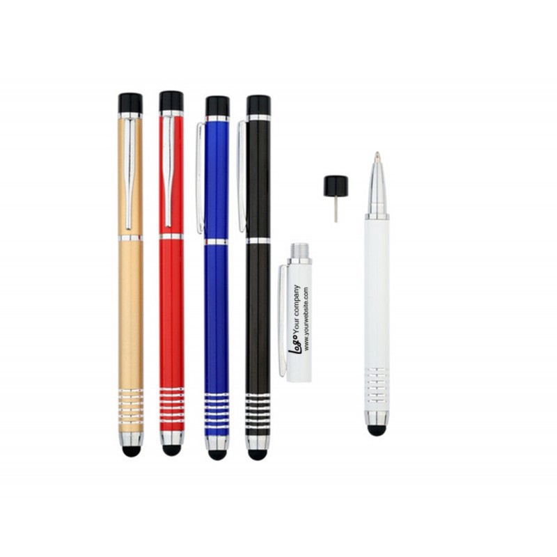 Dual Cap Off Aluminum Ballpoint Pen & Highlighter