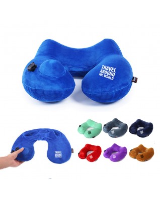 U Shaped Inflatable Hand-Pumping Fleece Pillow