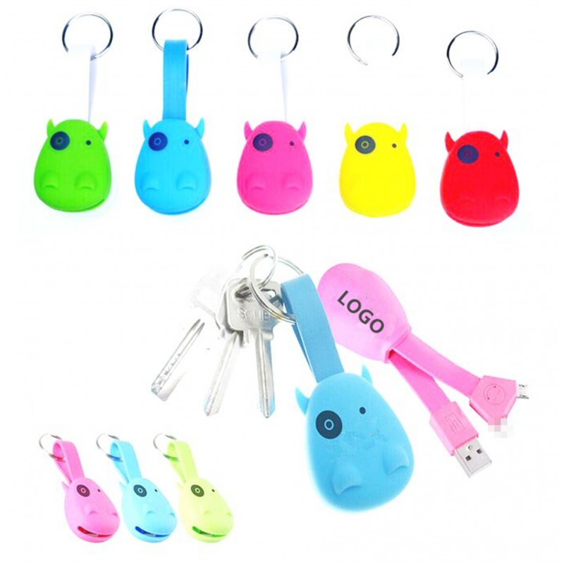 2 in 1 USB Charging and Date Cable with Keychain 