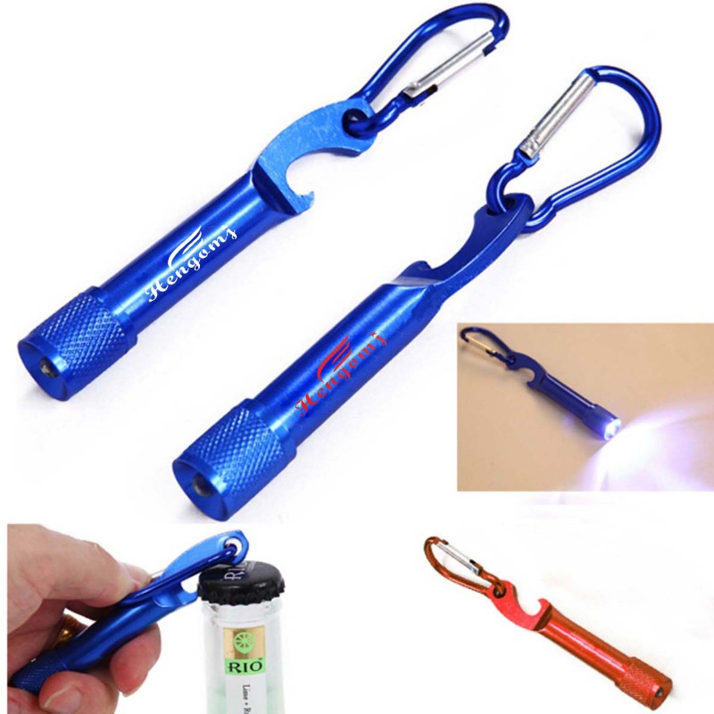 Portable Aluminum Bottle Opener LED Flashlight With Carabiner