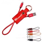 2 in 1 One Data Cable For Andriod And Apple With Leather Key Ring