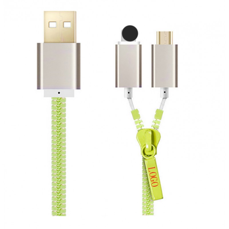 Zipper (2 in 1)  USB Charging and Sync Cable with Micro USB