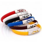 Titanium steel silicone bracelet with hollow-carved personal logo