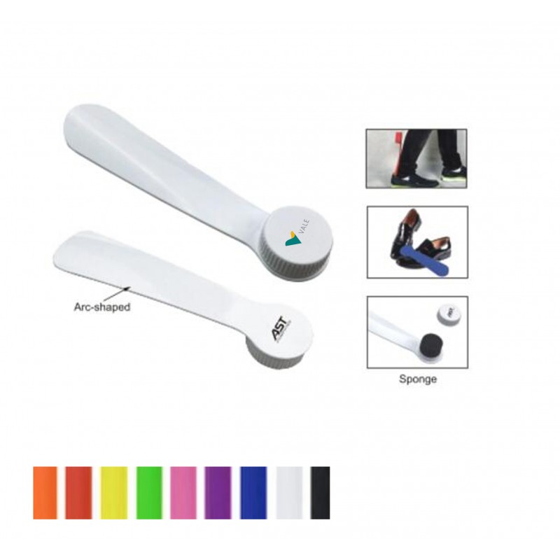 Shoe horn with shoe  brush  