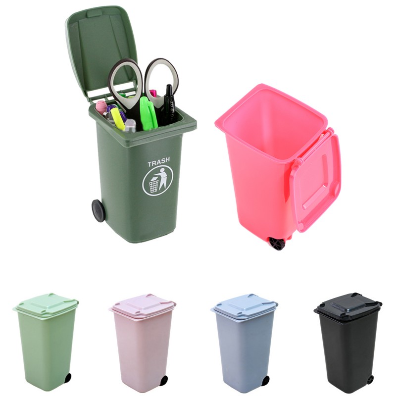 Mini desk Trash Can And Recycle Can Pen Holder