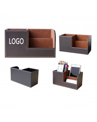 Leather Pen Container Office Stationery Storage Box