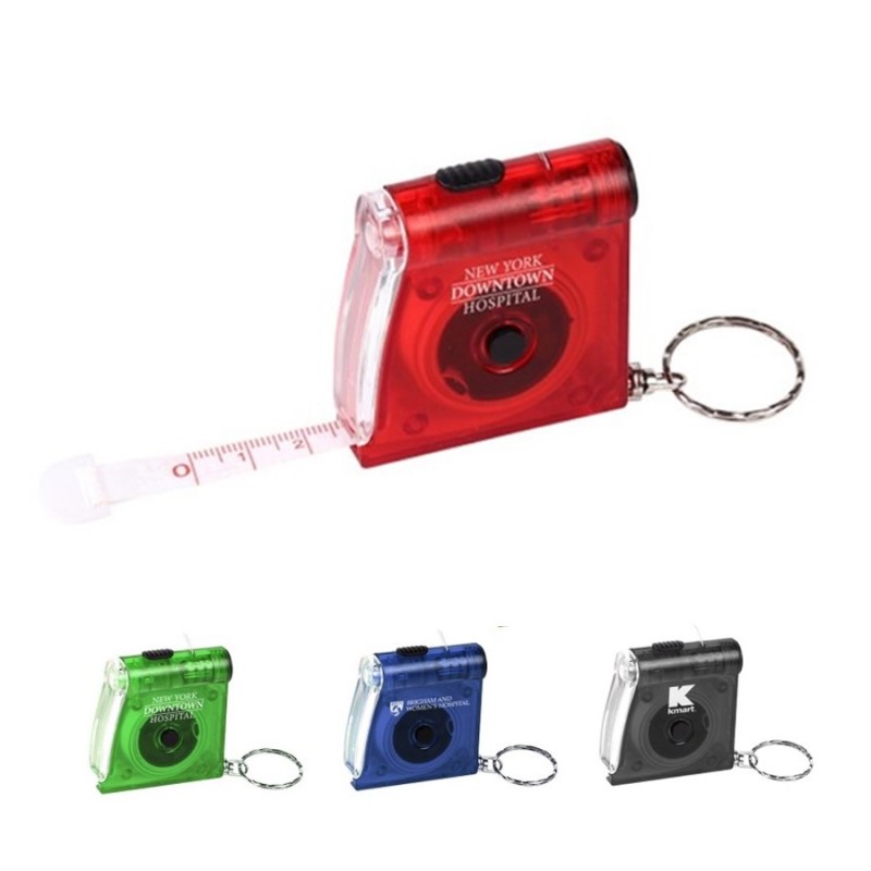 Tape Measure With LED Flashlight Keychain