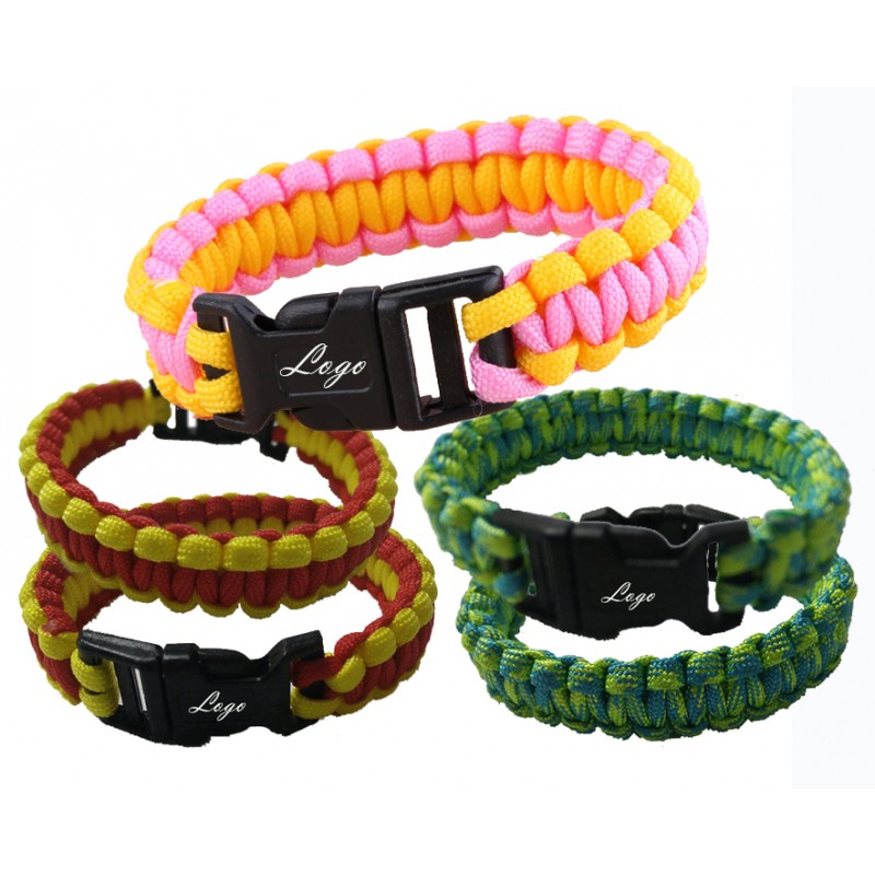 Knitted Paracord Survival Bracelet With Plastic Buckle