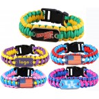 Knitted Paracord Survival Bracelet With Plastic Buckle & Custom Logo Metal