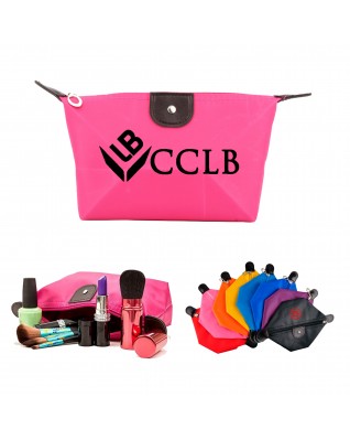 Foldable Travel Cosmetic Bag Polyester And PVC