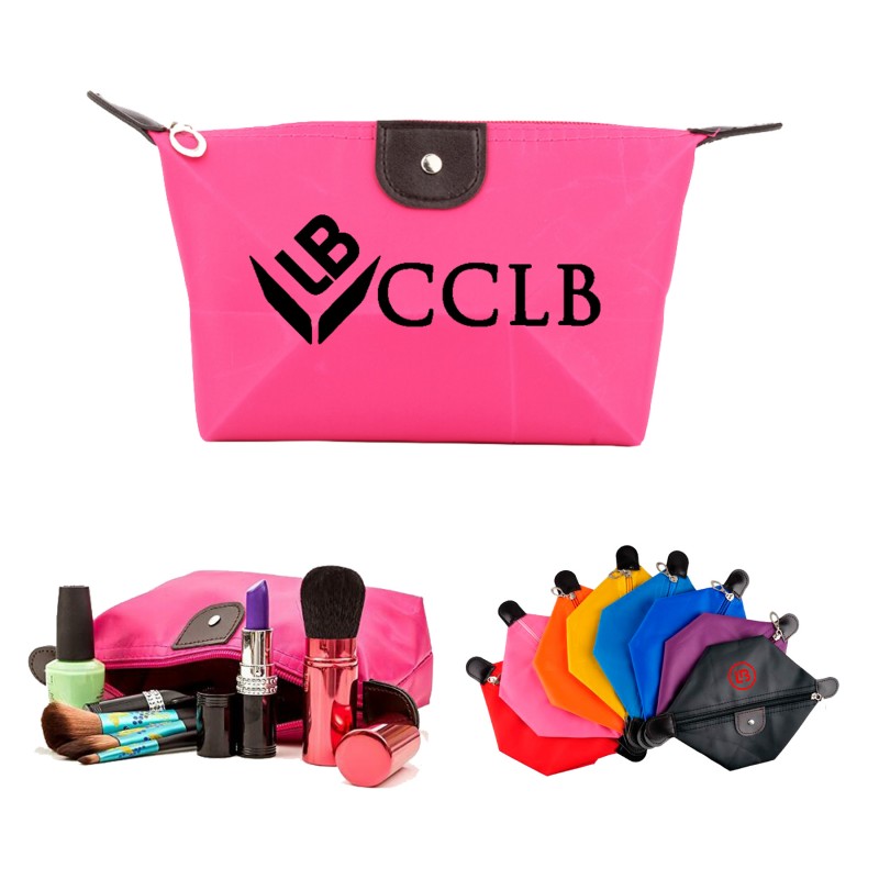Foldable Travel Cosmetic Bag Polyester And PVC