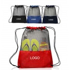 Mesh Drawstring Backpack Tote Sports Bag 