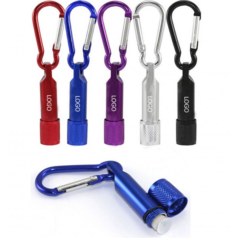 Mini Colorful LED Flashlight Torch Light Carabiner Keychain Outdoor