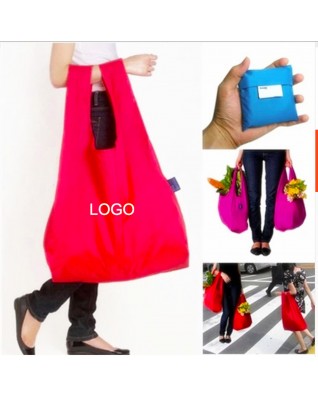 Large Folding Reusable Compact Shopping Tote Bag with Small Pouse