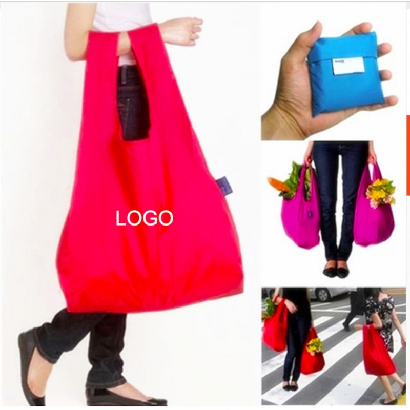 Large Folding Reusable Compact Shopping Tote Bag with Small Pouse