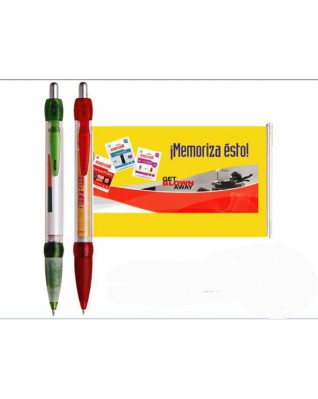 Retractable plastic pen with banner