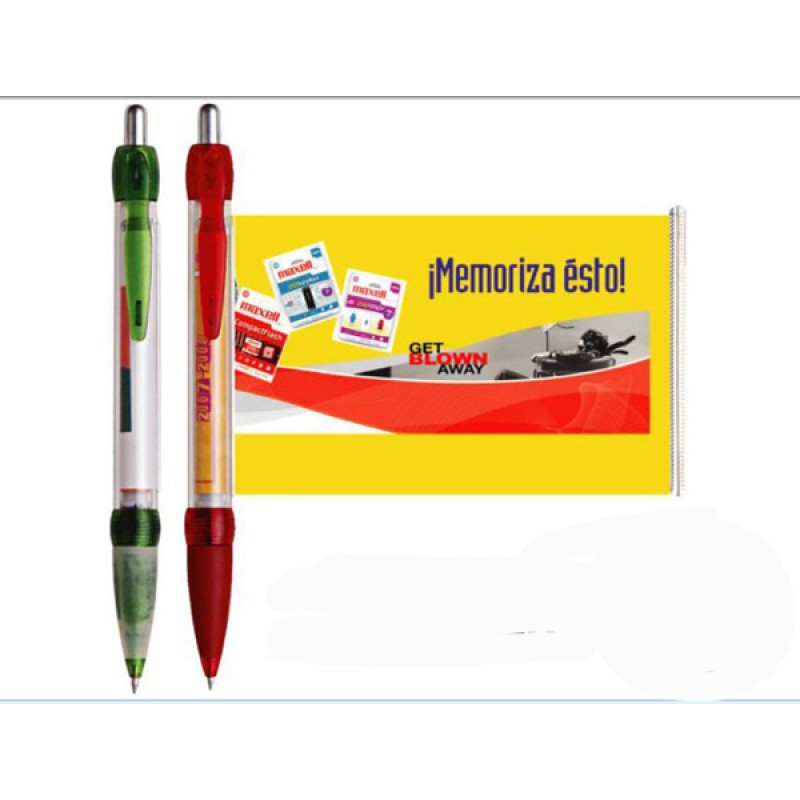 Retractable plastic pen with banner