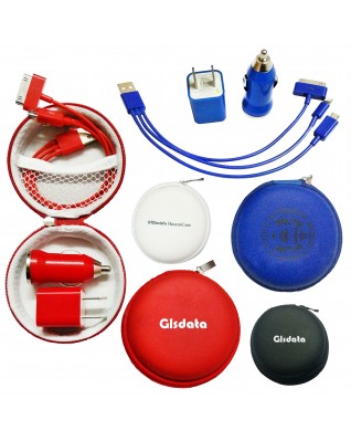 Charging Sets With Zipper Round Pouch