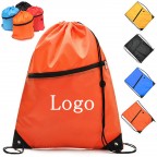 Drawstring Backpack With Zipper Pocket
