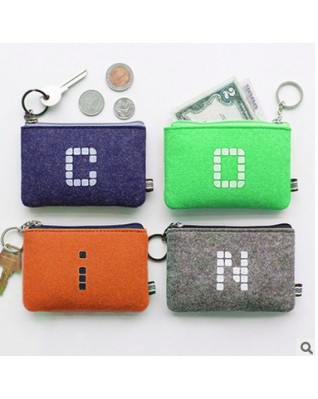 Wool Felt Wallet with Key Ring