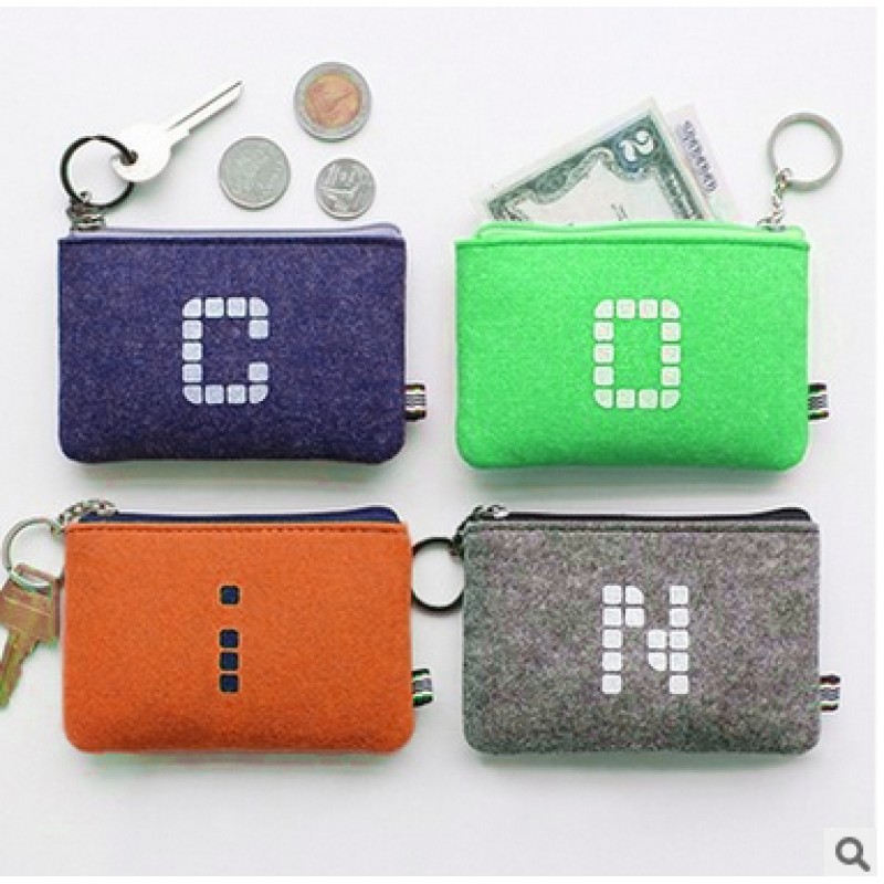 Wool Felt Wallet with Key Ring