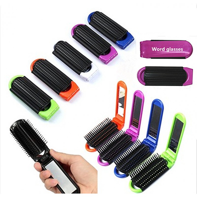 Foldable Mirror W/ Kit Hair Brush