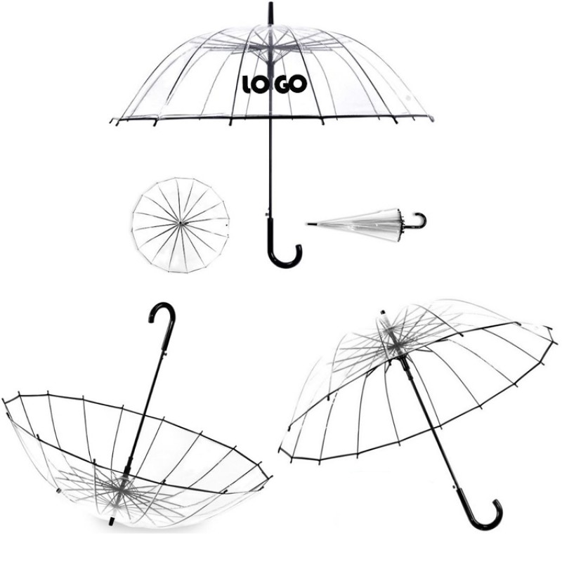 16 K Clear Bubble Umbrella With Reinforced Fibergrass Ribs