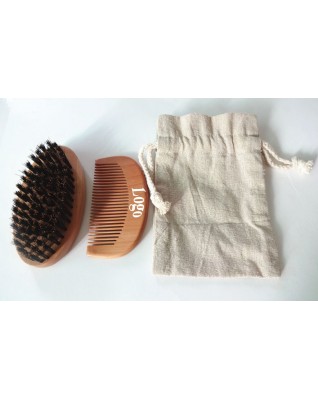 Beard brush and beard comb set