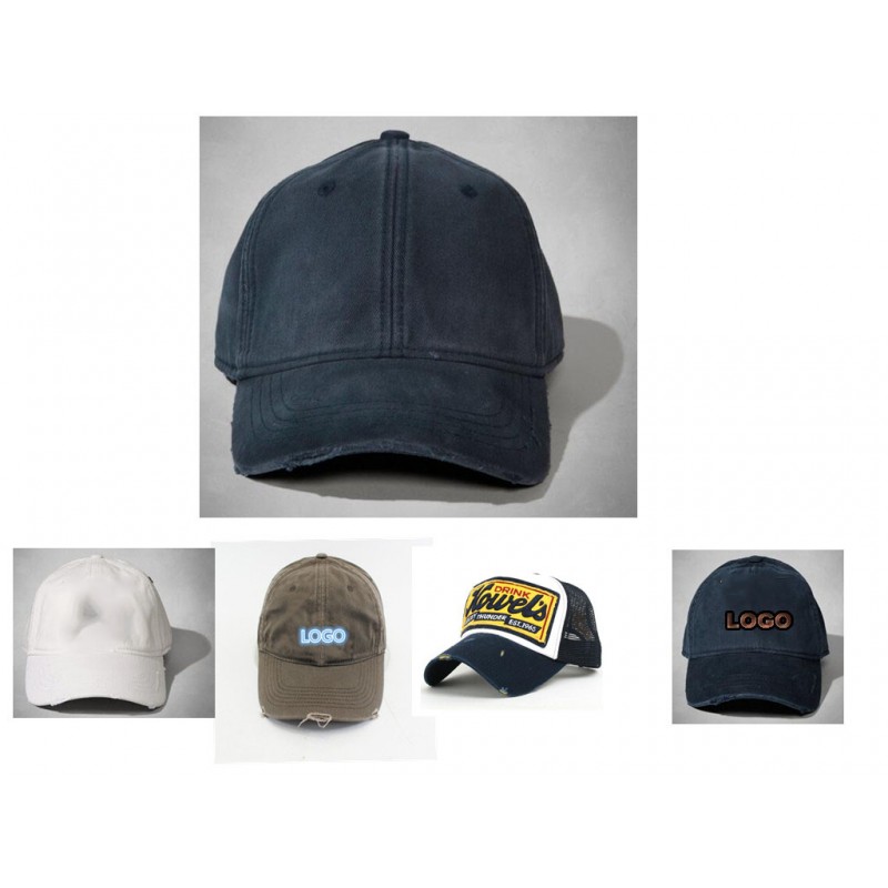 Distress washed cotton baseball cap