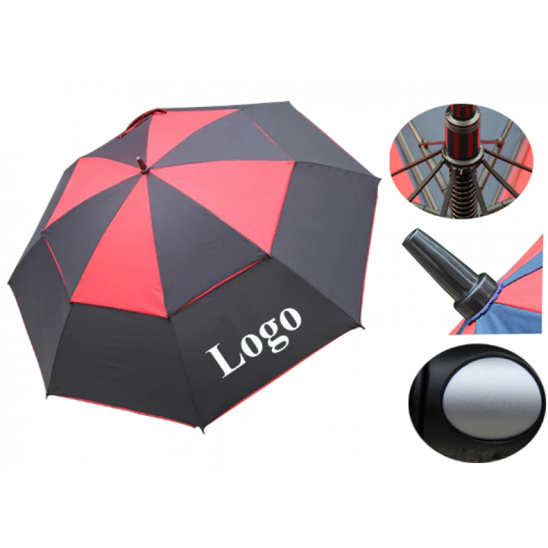 Dual Canopy Windproof Vented Automatic Golf Umbrella