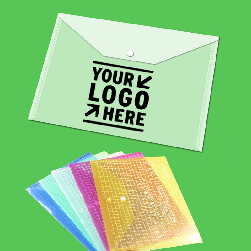 Clear A4  document folder with snap button