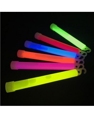6" Solid Orange Glow Sticks With Built-In Hook and Neck Strings 